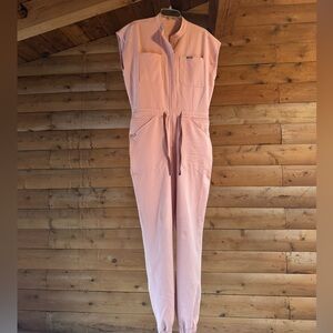 Rafaela Cargo Jumpsuit by Figs | Pink Sand | Gently Worn Condition | Size Medium